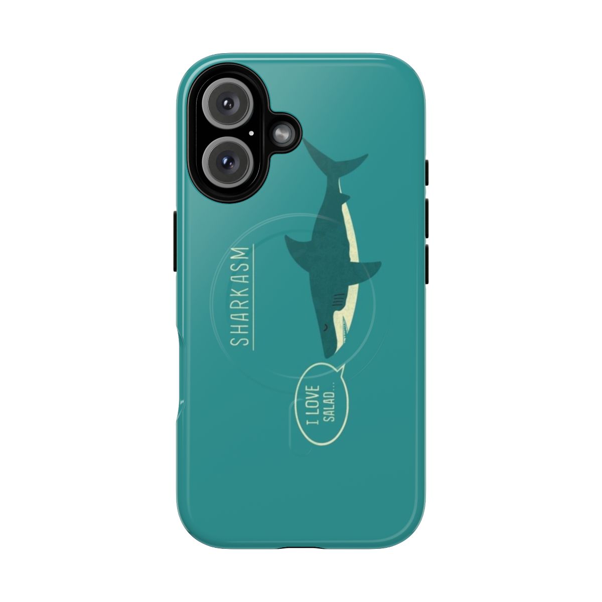 Magnetic tough phone case with a cute cartoon shark design