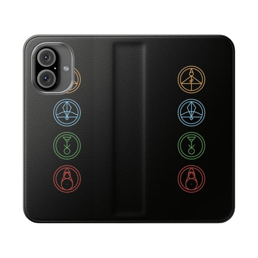 Flip cover phone case with symbols and glyphs from the popular TV series The Owl House