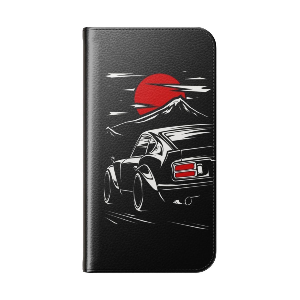 Datsun 240z-inspired flip cover phone case - Folded Back