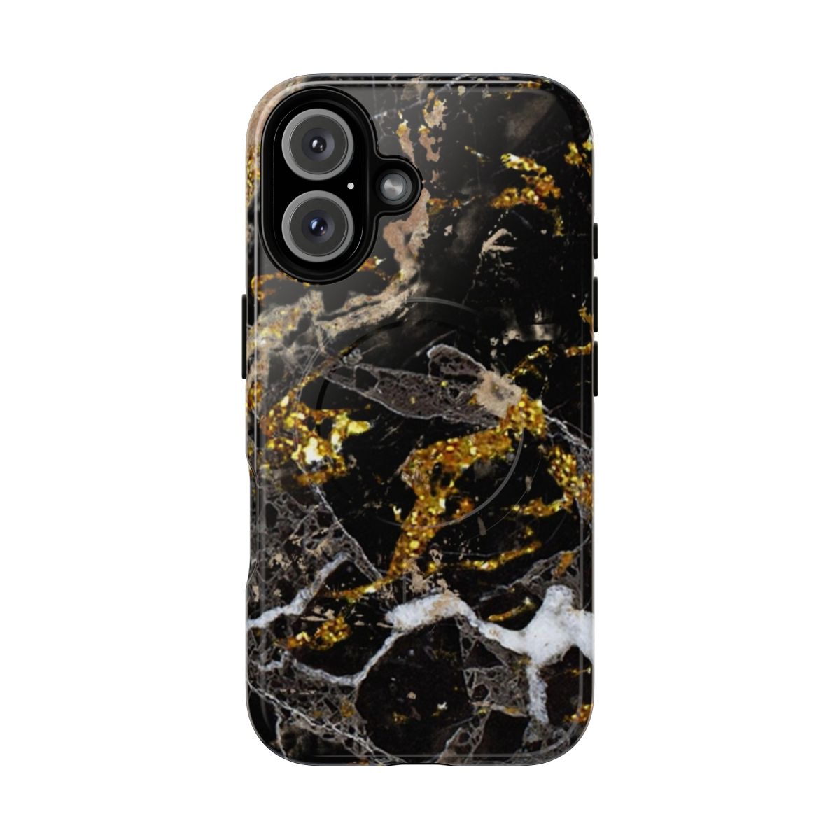 White marble and rose gold glitter pattern magnetic protective phone case