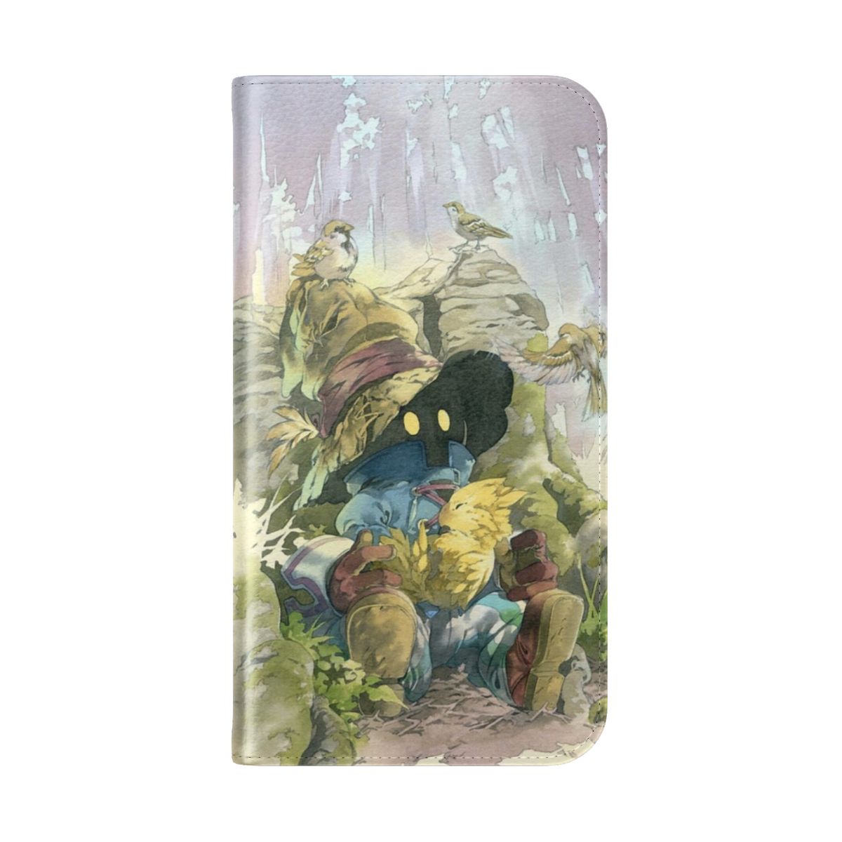 Vivi Rain Flip Cover Phone Case with Chocobo, Fantasy-Inspired Design - Folded Back