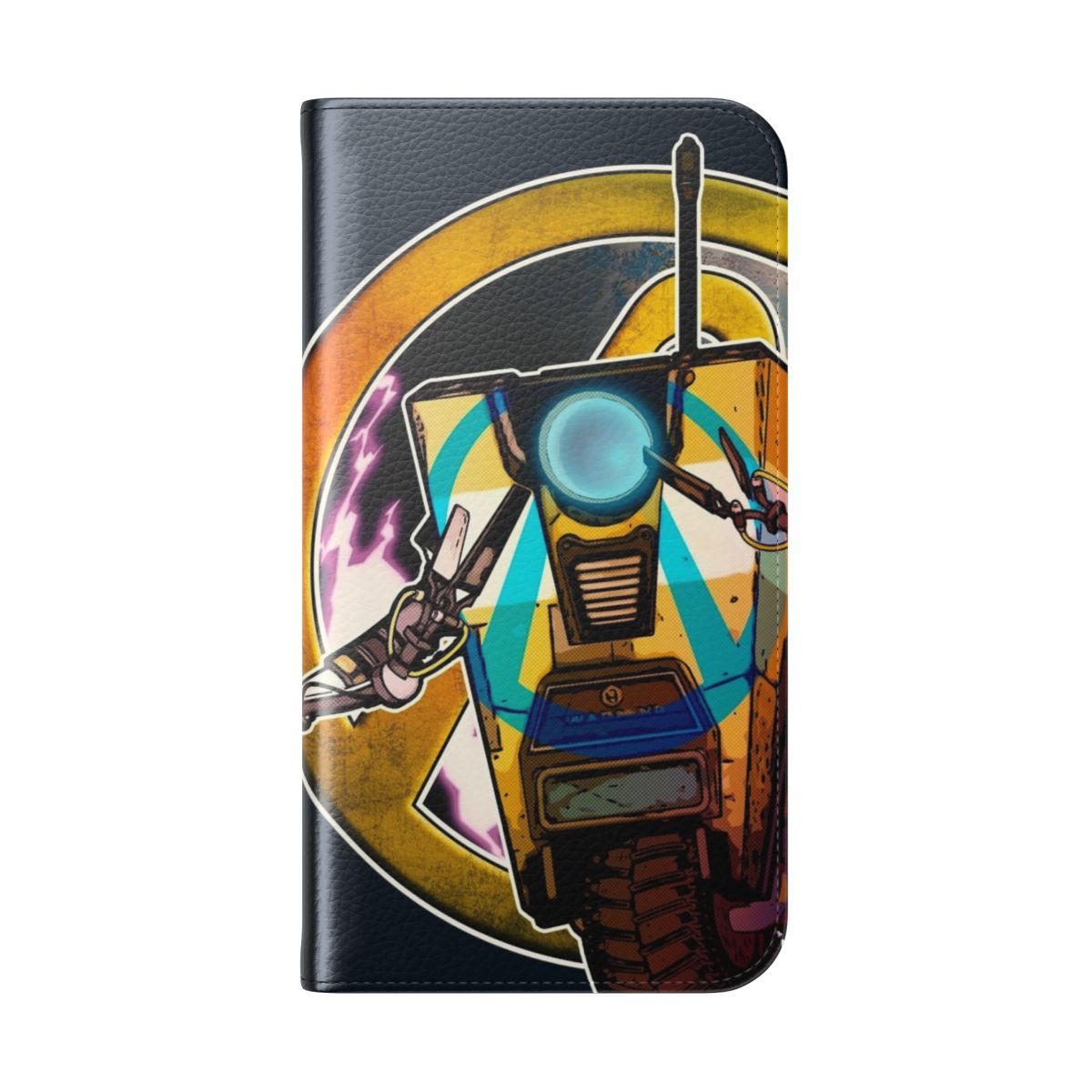 Borderlands-inspired Claptrap Psycho Pose phone case - Folded Back