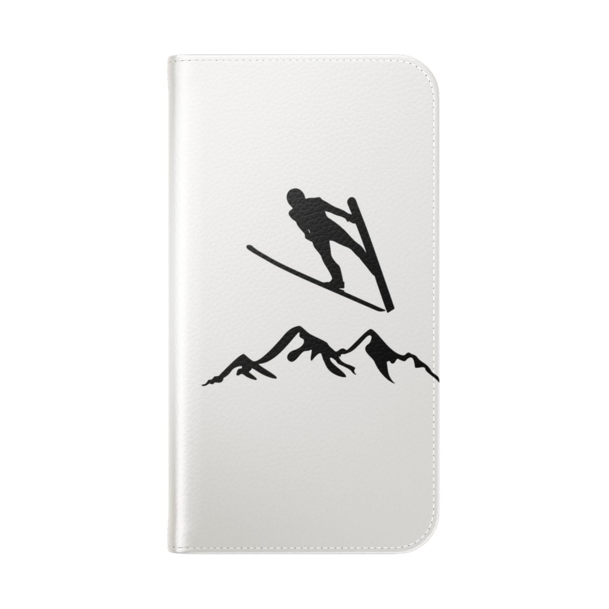 Ski jumping themed phone case with image of ski jumper in action - Folded Back