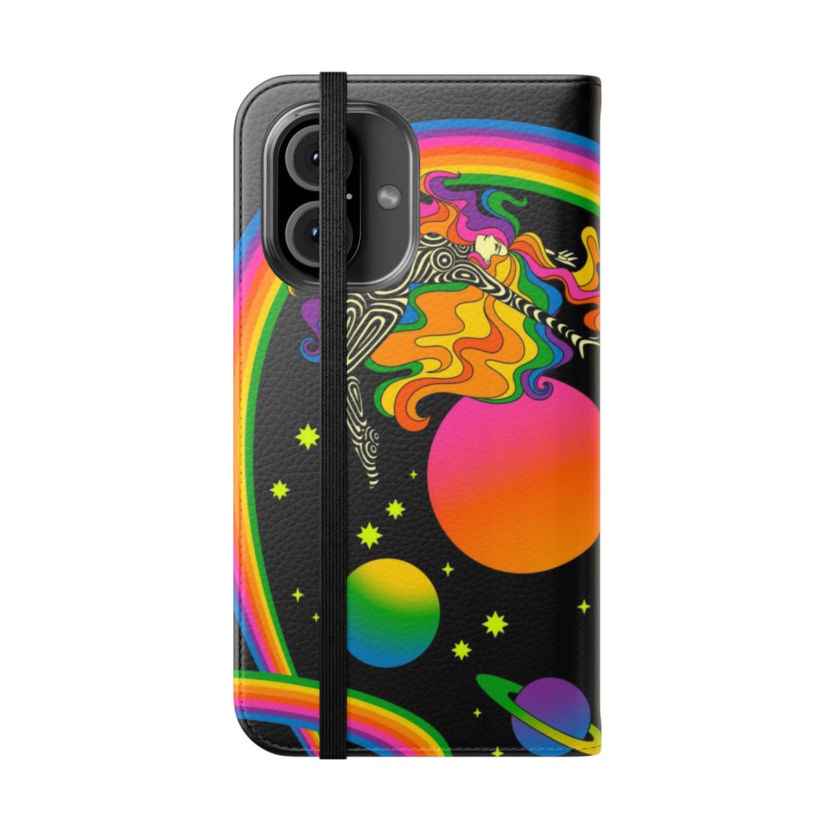 Vibrant cosmic, retro, psychedelic phone case cover. - Folded Front