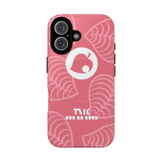 A tough, pink phone case with an Animal Crossing-inspired design.