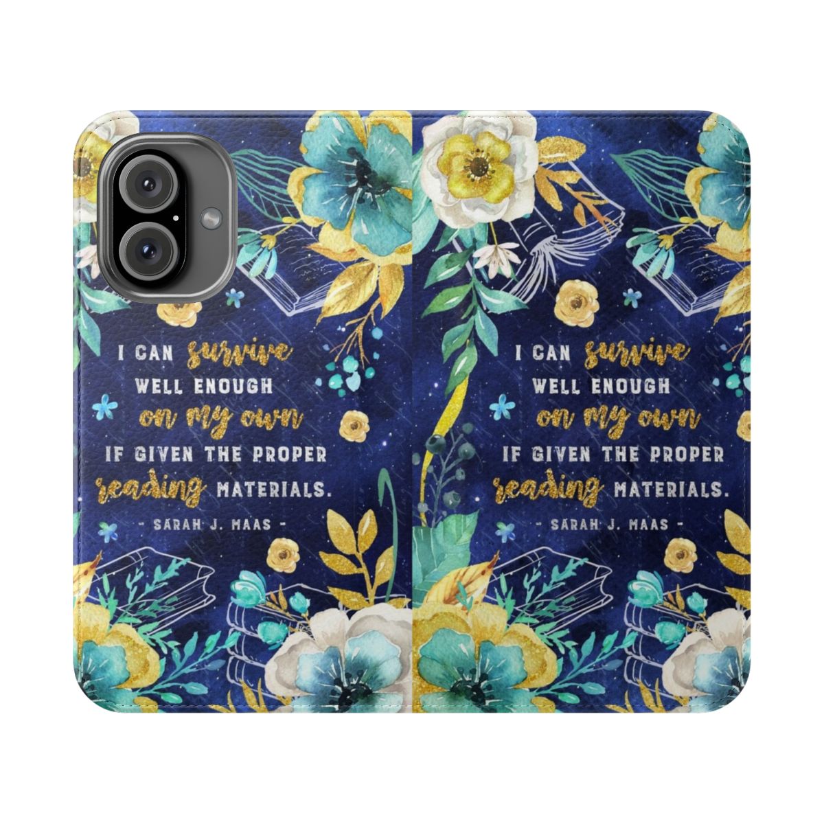 Fantastical watercolor teal and gold floral phone case