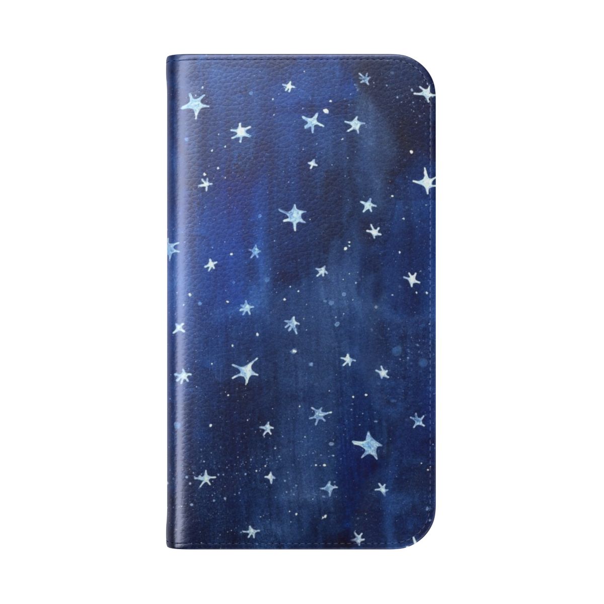 Flip phone case with a starry night watercolor illustration - Folded Back