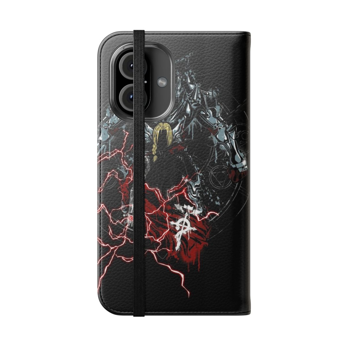 Anime-inspired Fullmetal Graffiti-style flip phone case - Folded Front