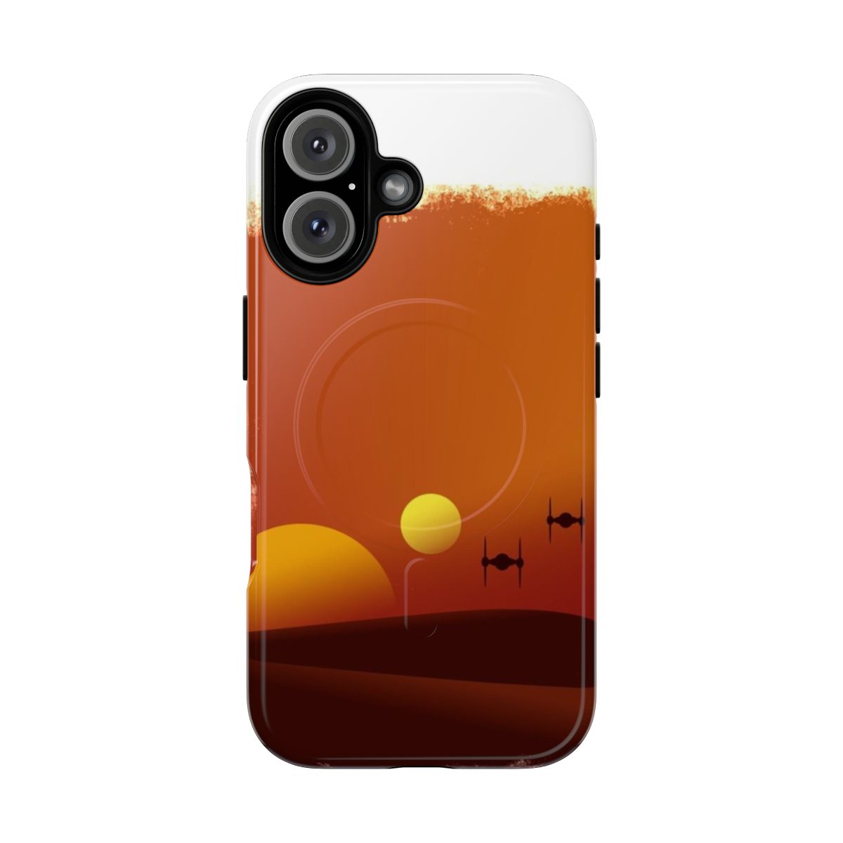 Tatooine-themed magnetic phone case with desert and sunset imagery