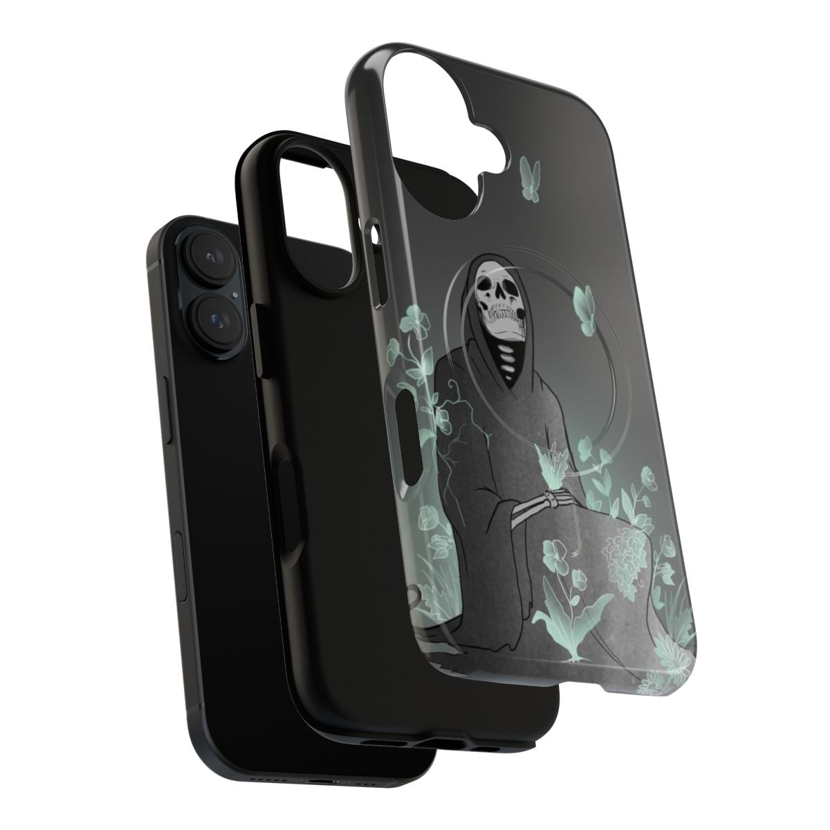 Tough, magnetic phone case with a grim reaper design - Layers