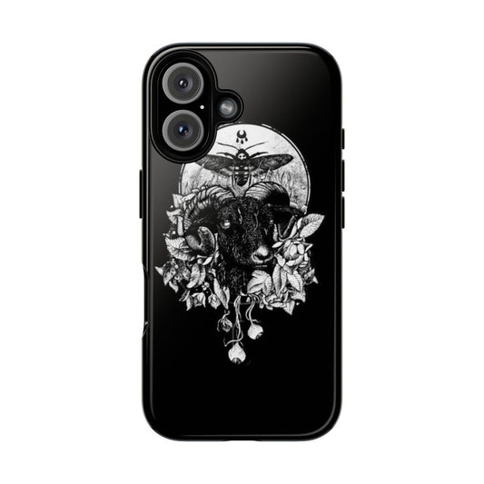 Magnetic phone case with dark, gothic, and occult design