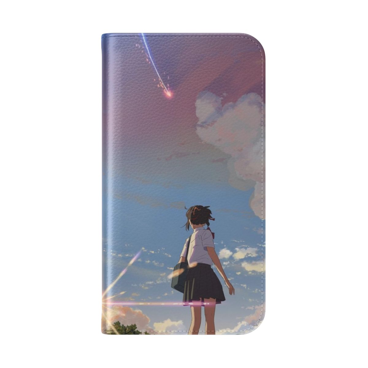 Anime-inspired Mitsuha flip cover phone case - Folded Back