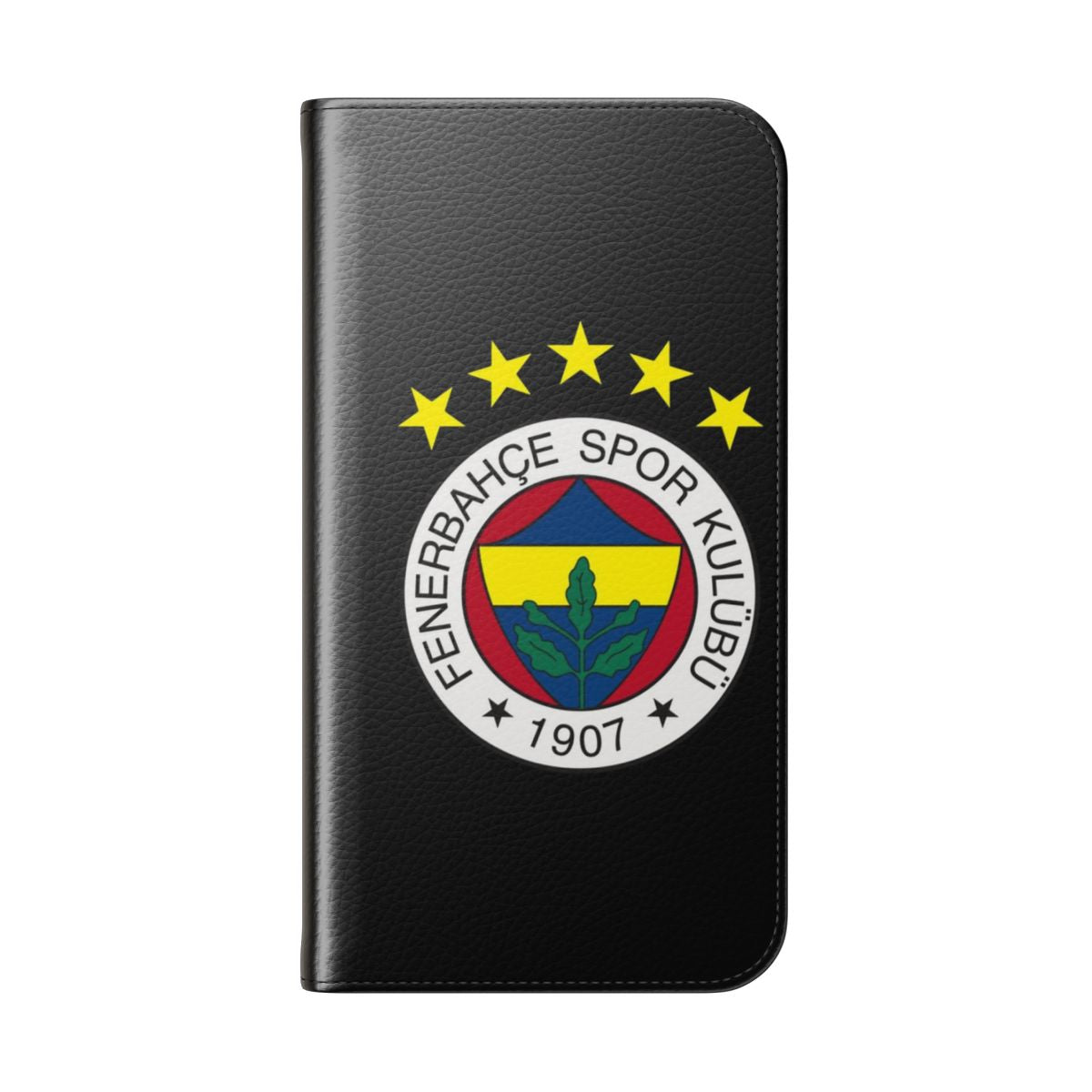 Premium Fenerbahçe-inspired 5 star logo flip cover phone case - Folded Back