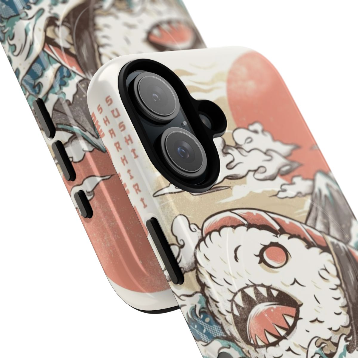 Stylish magnetic tough phone case with sushi and anime inspired design - Detail