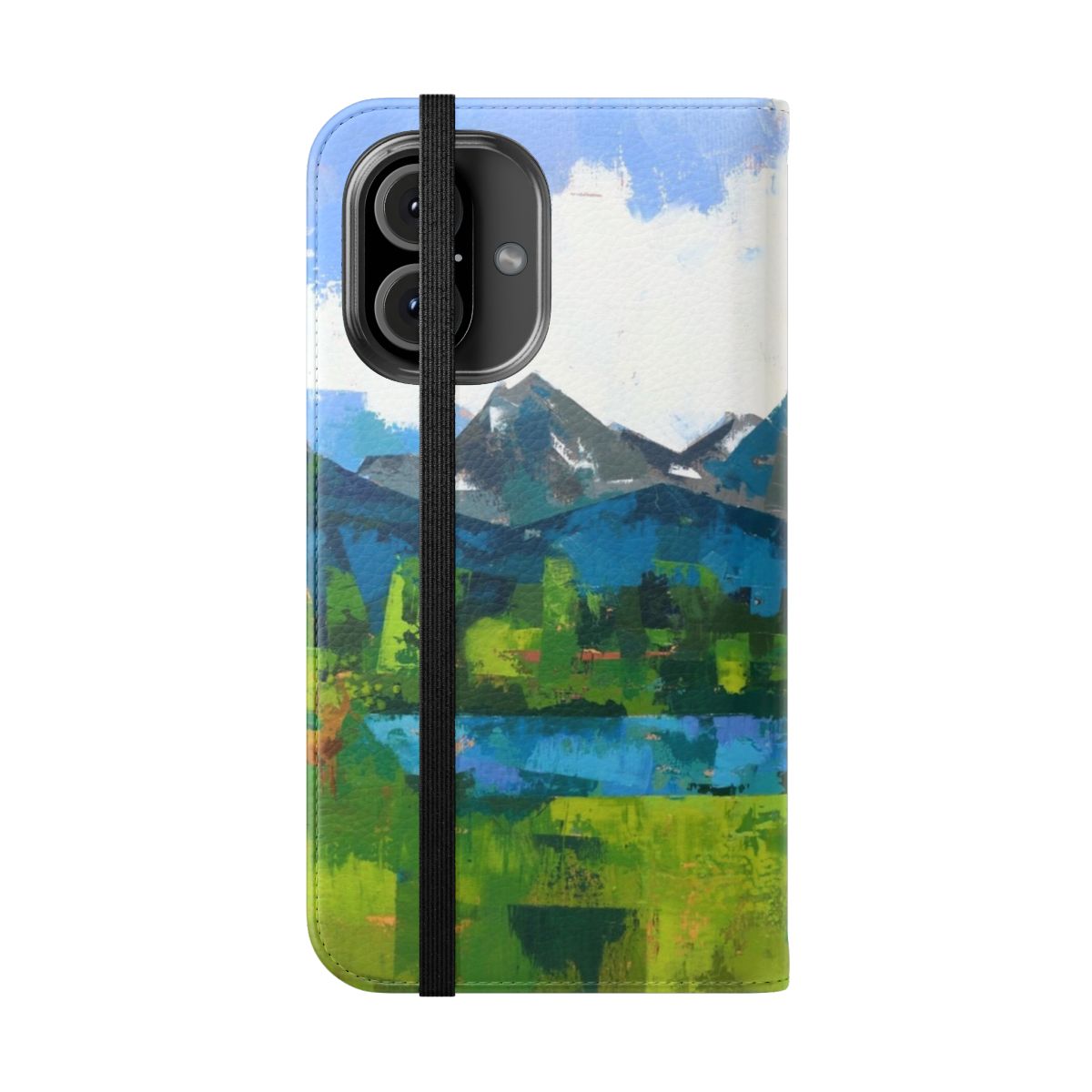 Teton abstract phone case with modern portrait art design - Folded Front