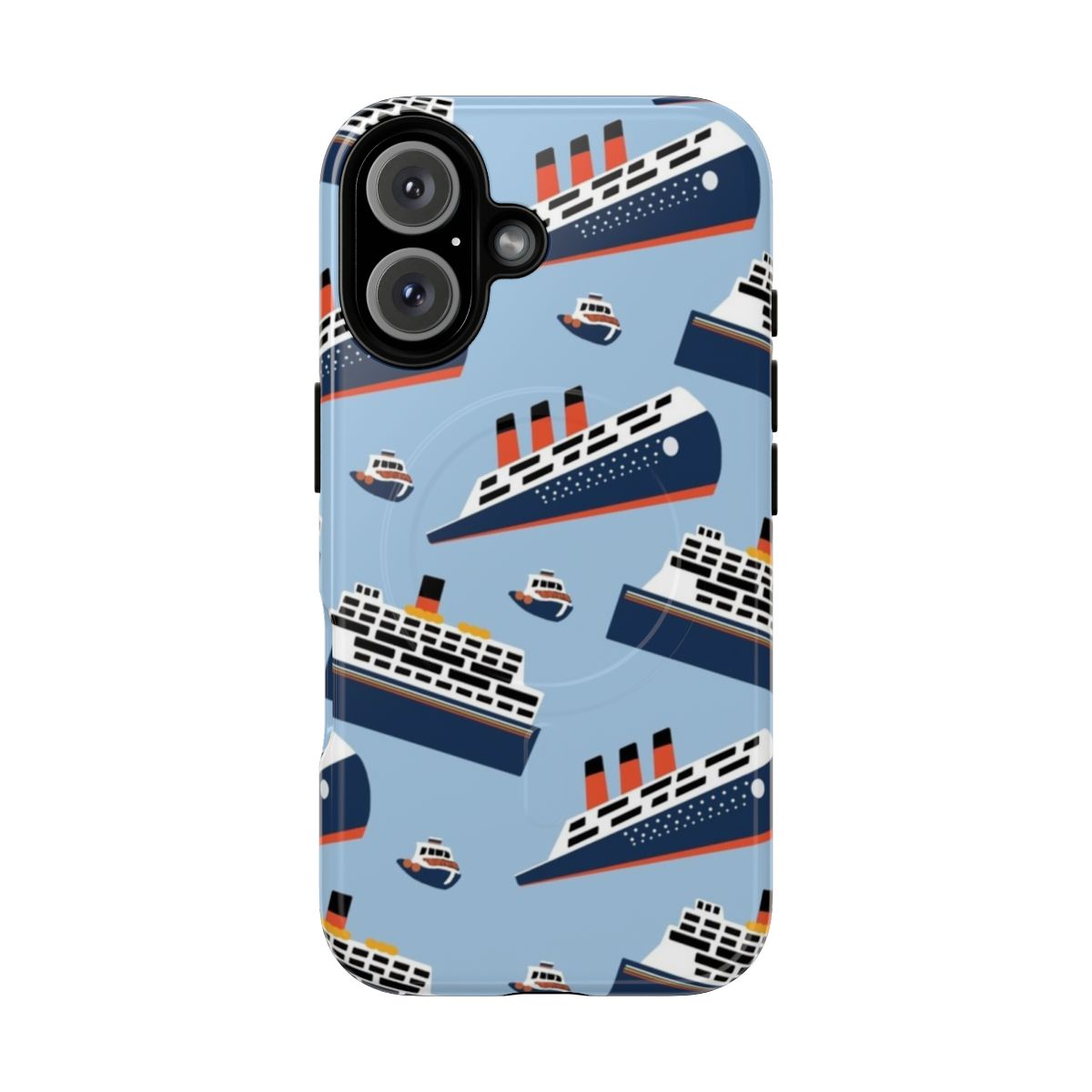 Magnetic phone case with a ferry boat scrub cap design