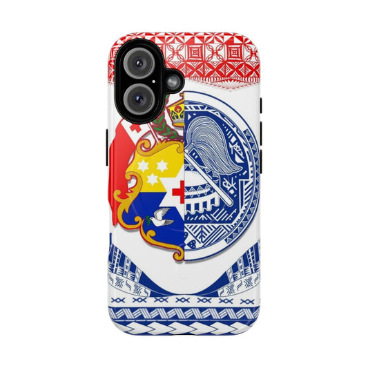 Polynesian-inspired design phone case with magnetic closure and durable construction