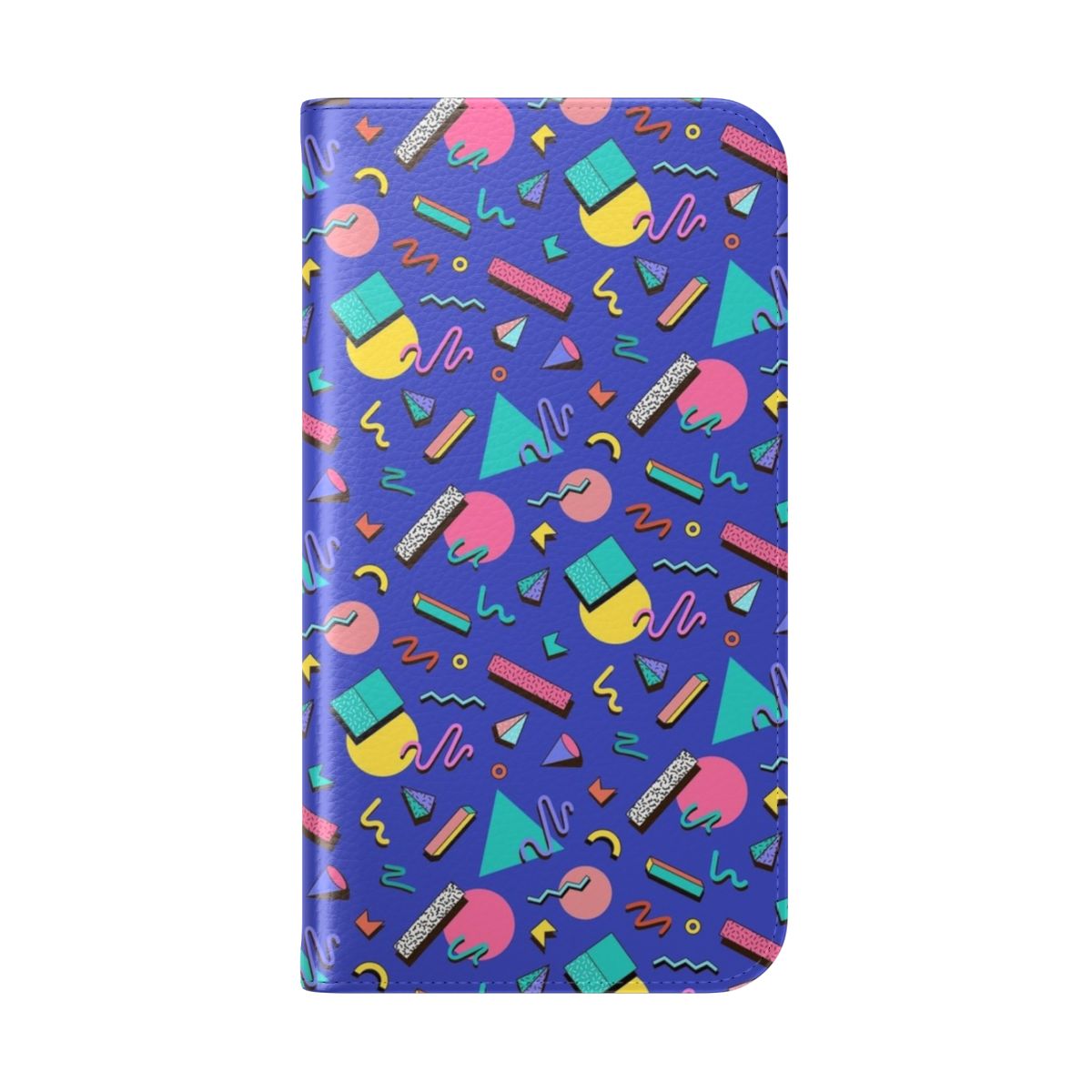 Vintage-inspired 90s style phone case cover with colorful geometric pattern - Folded Back