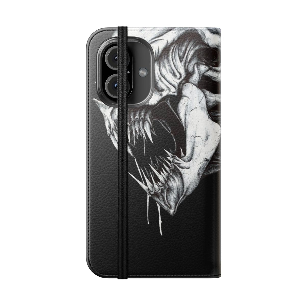 Spooky Grim Reaper Phone Case with Skull and Fangs - Folded Front