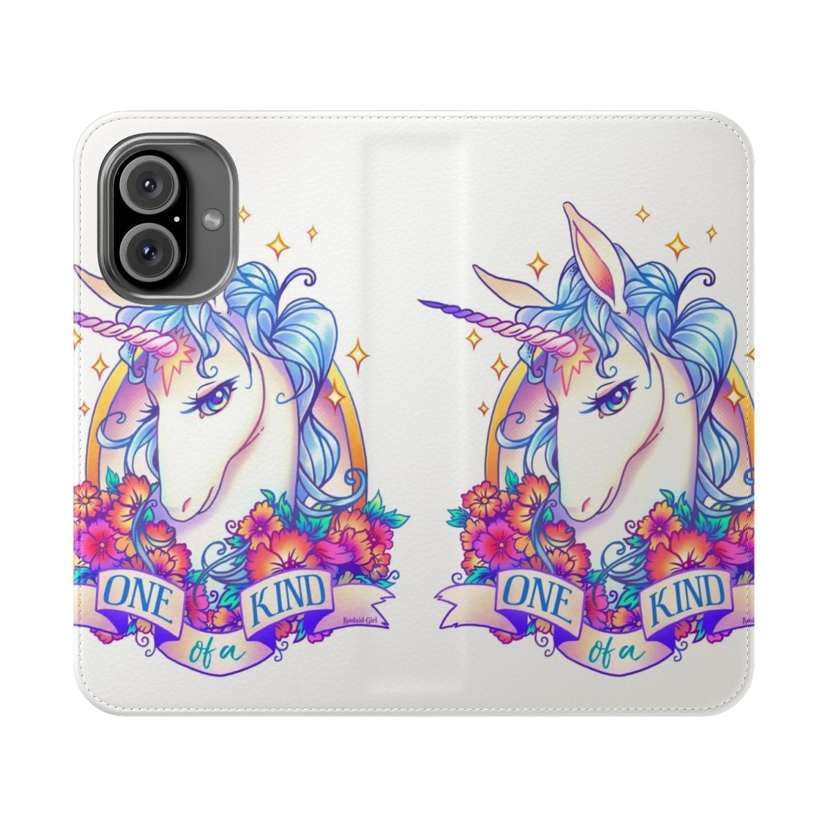 Unicorn phone case with fantasy creature and tattoo style design