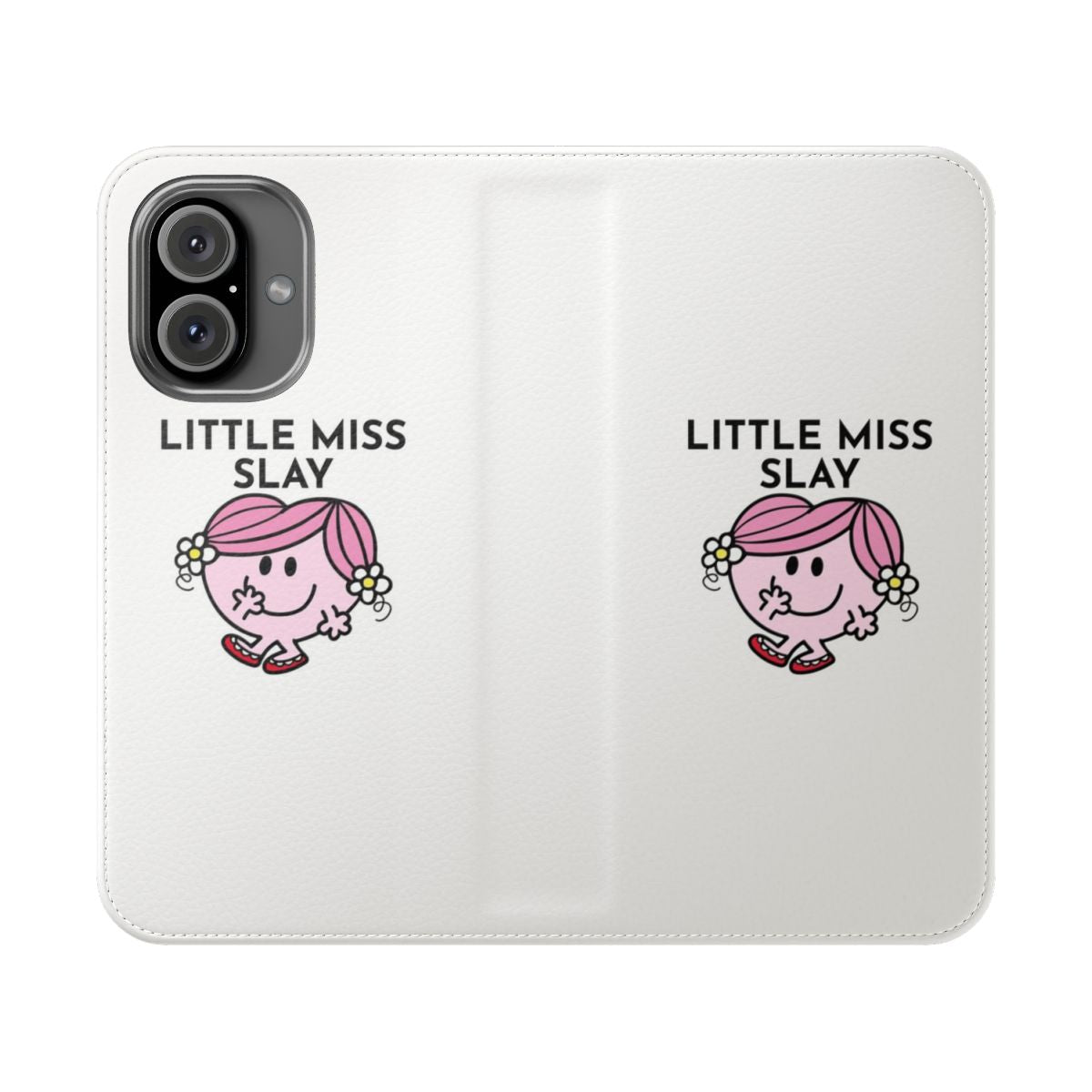 Cute and bold Little Miss Slay phone case with sunflowers and pigtails