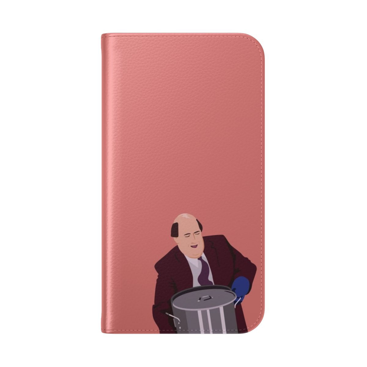 Flip phone case featuring a vibrant vector portrait of Kevin Malone from the popular TV show The Office. - Folded Back