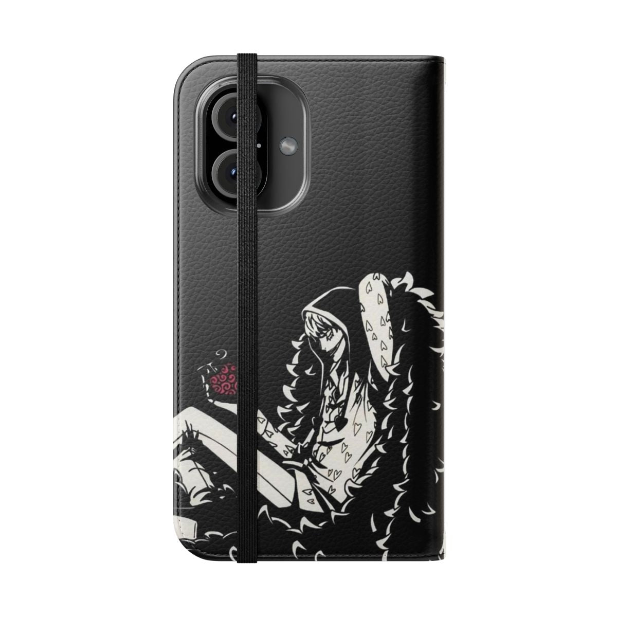 Flip cover phone case with One Piece Corazon anime character design - Folded Front