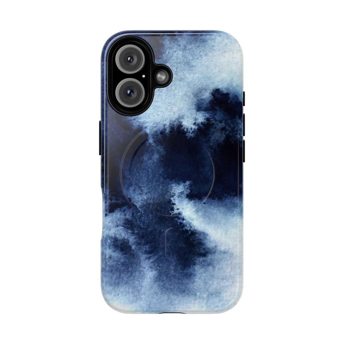 Indigo blue abstract watercolor painting phone case with a dreamy, textured design