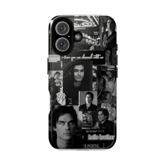 Black and white Damon Salvatore themed magnetic protective phone case