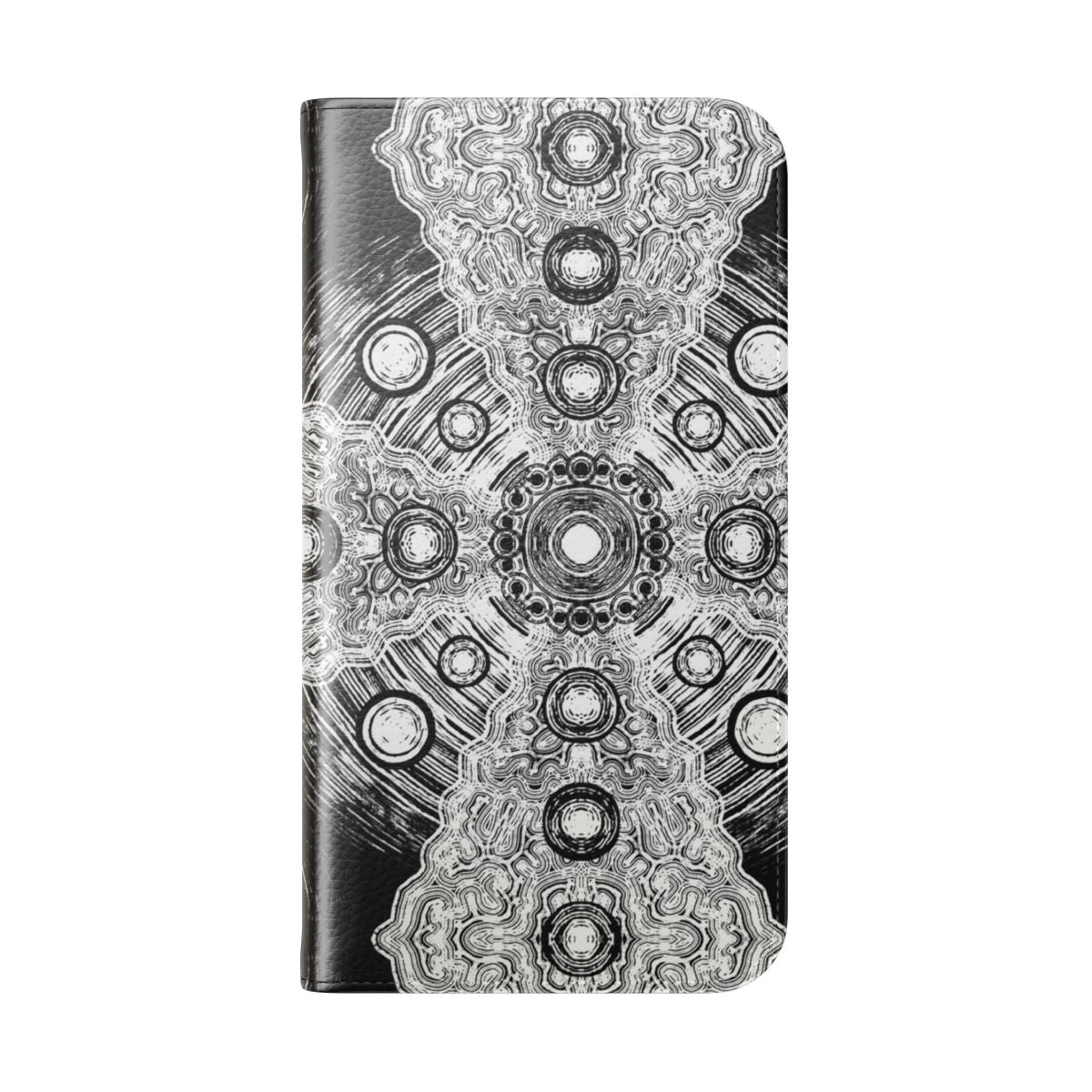 Psychedelic mandala pattern phone case with vibrant, trippy design - Folded Back