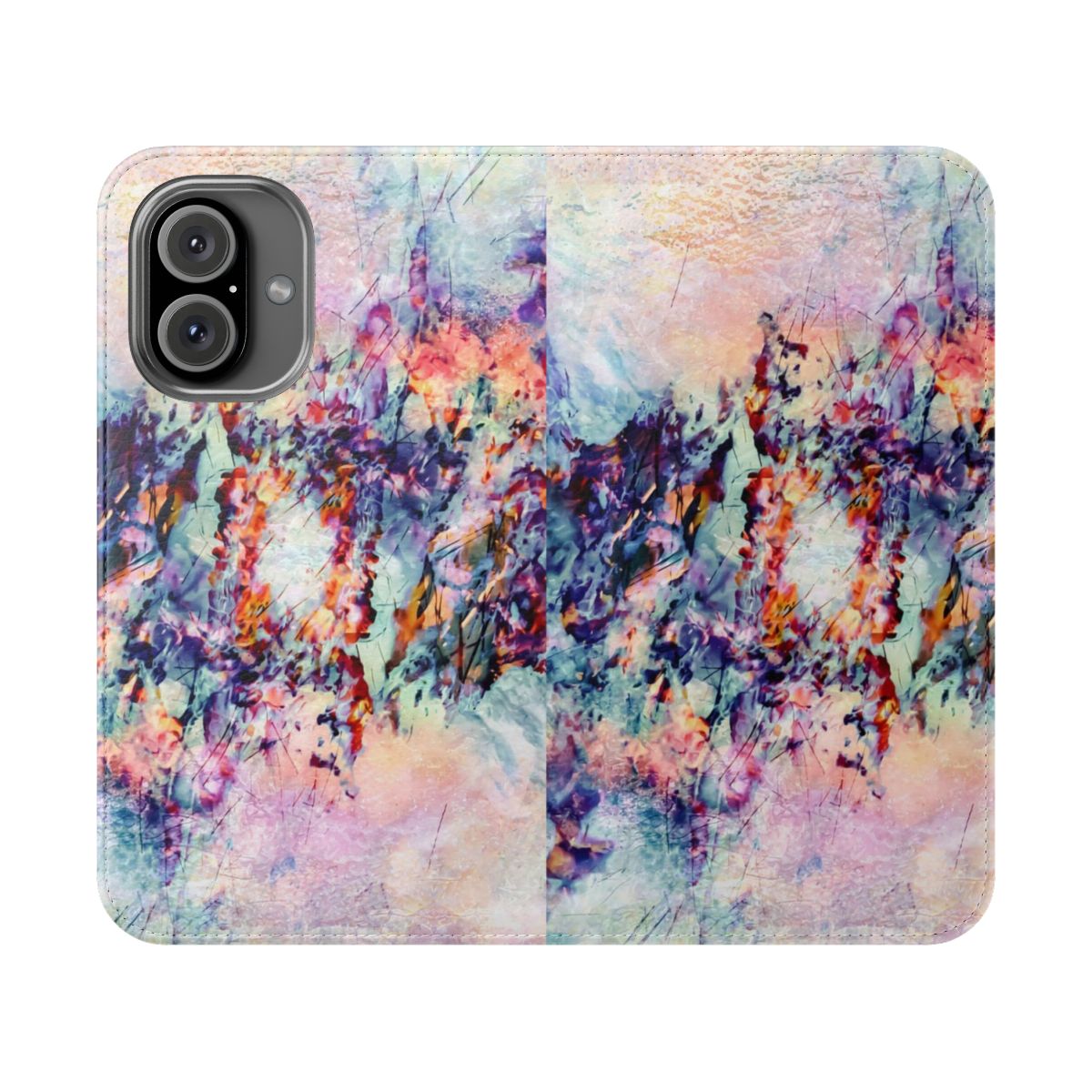 Vibrant abstract pattern phone case with natural, organic textures for mindfulness and self-care.