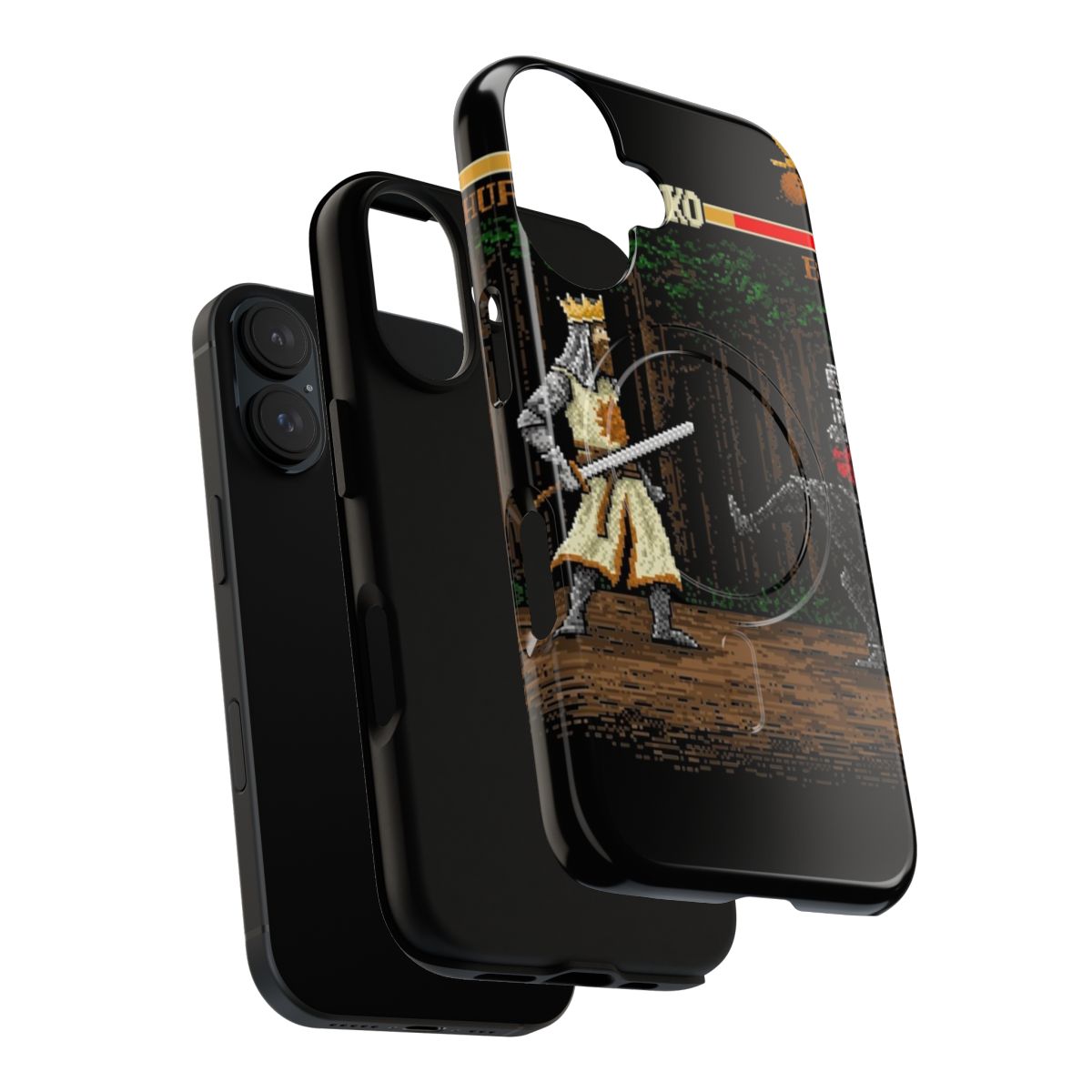 Magnetic tough phone case with pixel art design inspired by classic video games - Layers