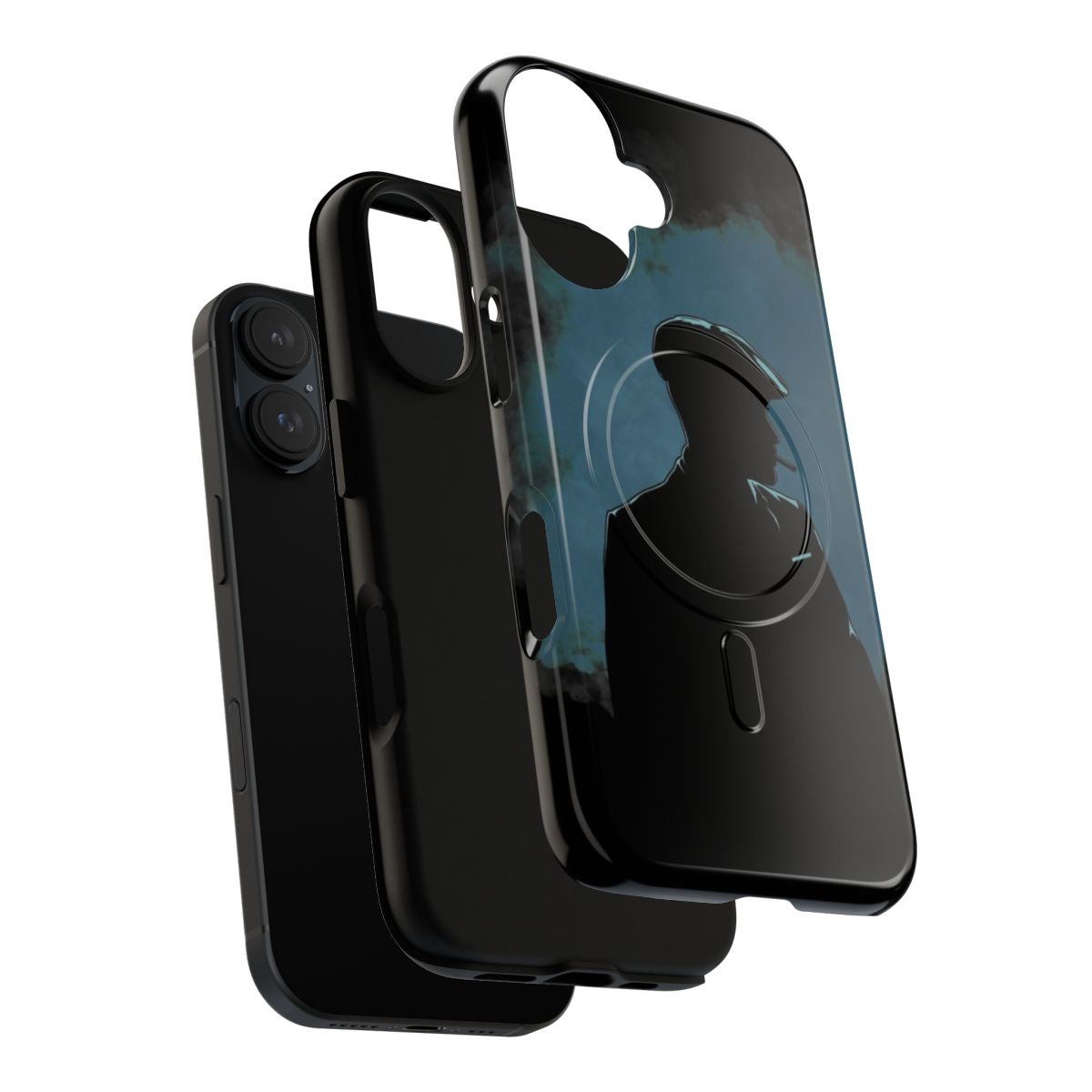 Peaky Blinders-inspired mobile phone case featuring a smoker silhouette in a night suit - Layers