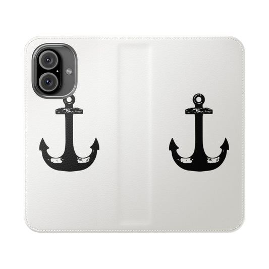 Black and white anchor silhouette design on a phone case cover