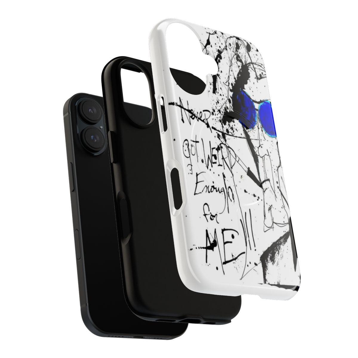 Magnetic tough phone case featuring a stylized ink splatter design inspired by the gonzo journalism of Hunter S. Thompson and the art of Ralph Steadman. - Layers