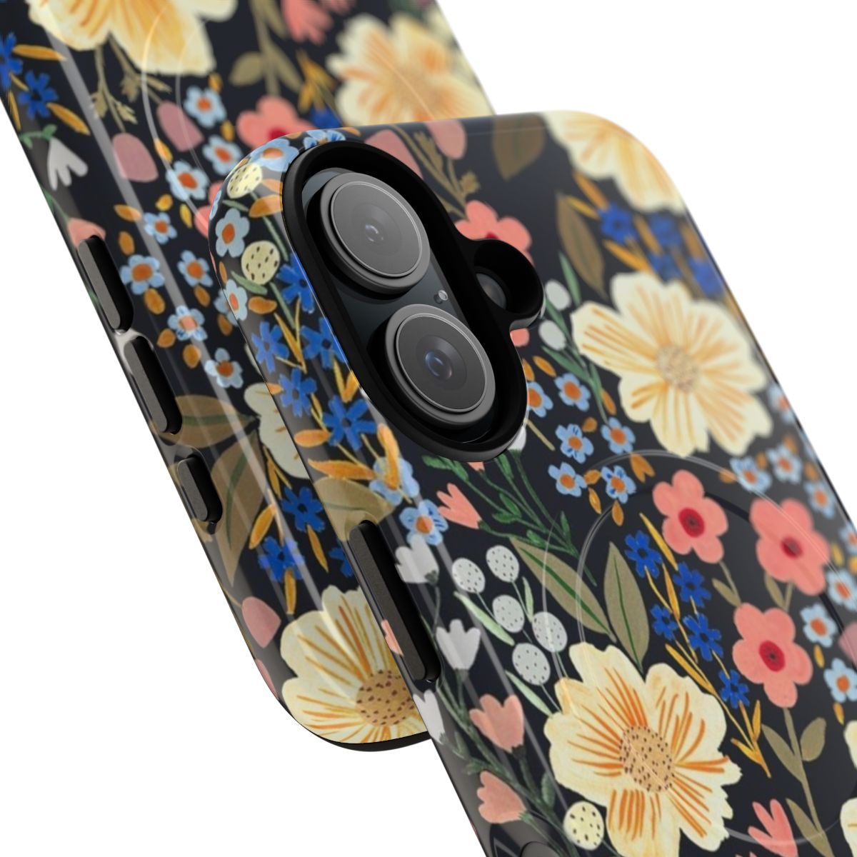 Vibrant floral pattern design on a durable phone case - Detail