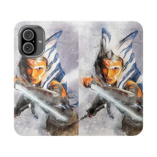 Ahsoka Tano-inspired watercolor art on a flip cover phone case