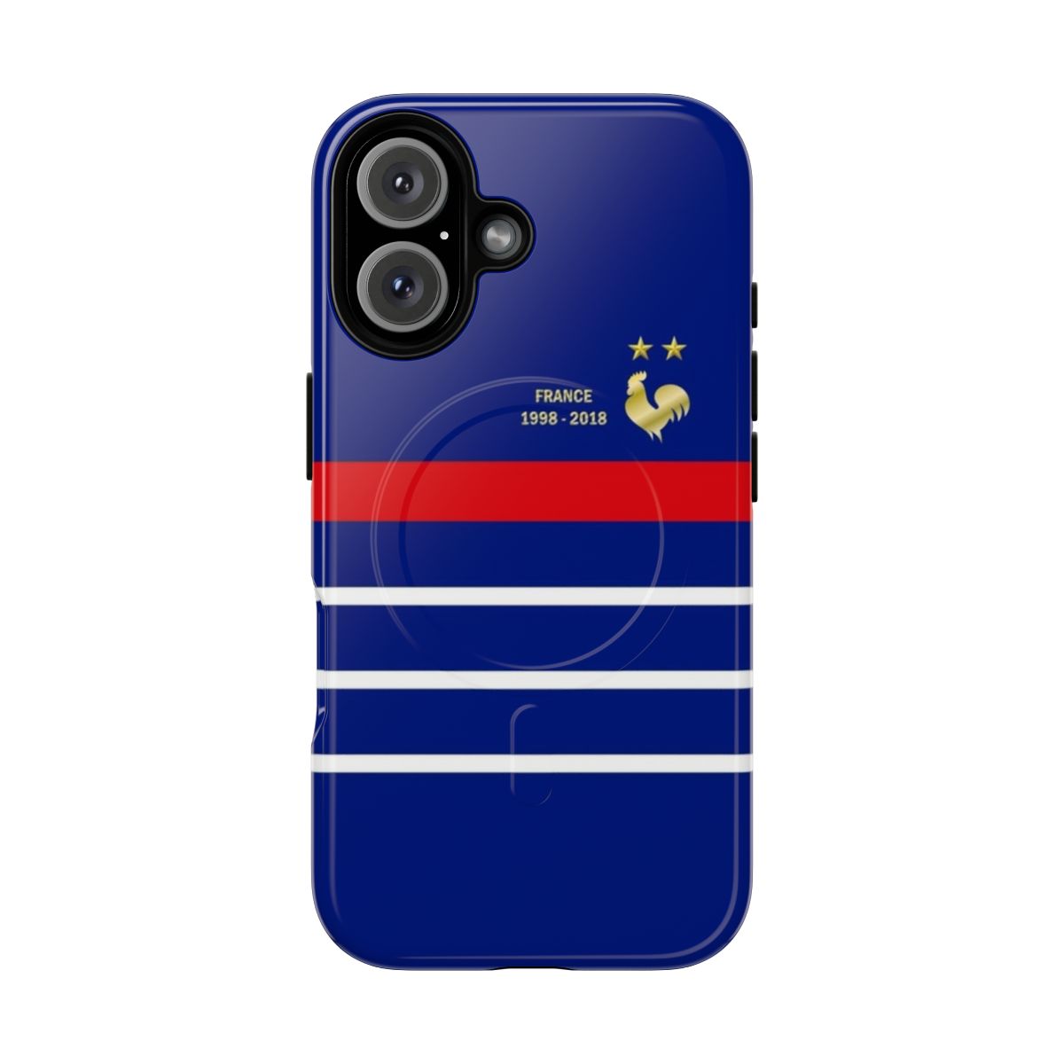 Protective phone case featuring France national team logo and 2 star champions design