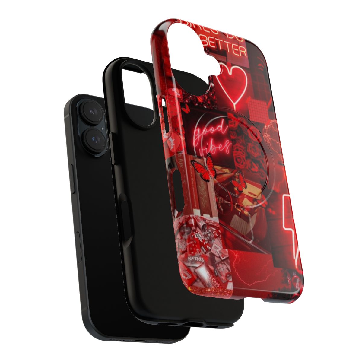 Magnetic phone case with red aesthetic design - Layers