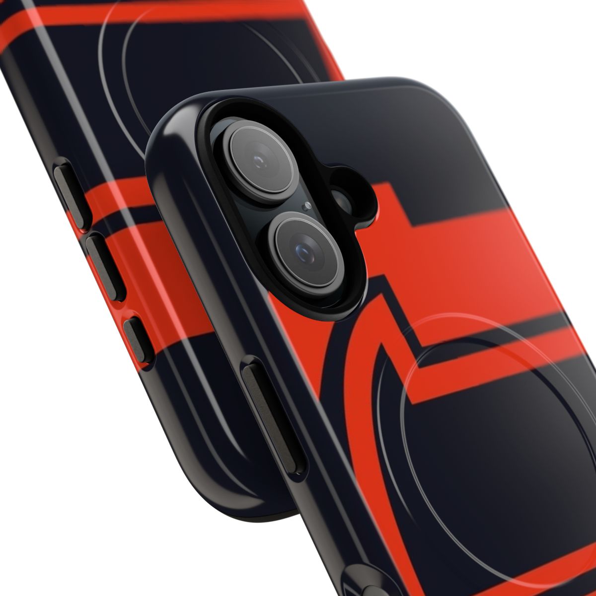 Phone case featuring a graphic inspired by the legendary Formula 1 driver Gilles Villeneuve - Detail