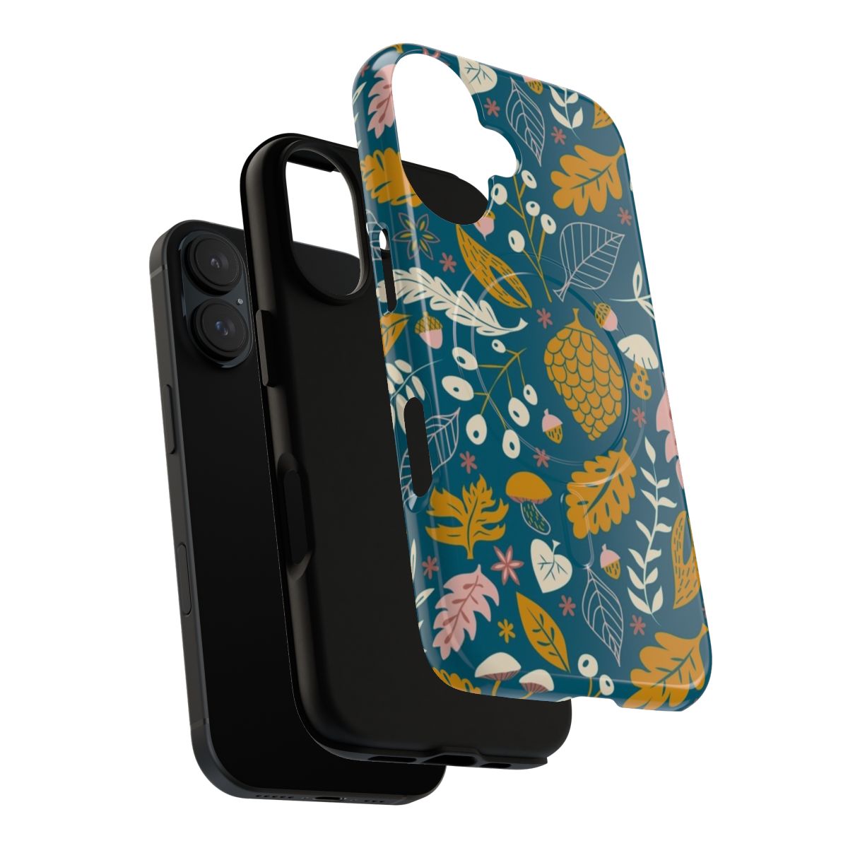 Fall foliage-patterned magnetic tough phone case - Layers