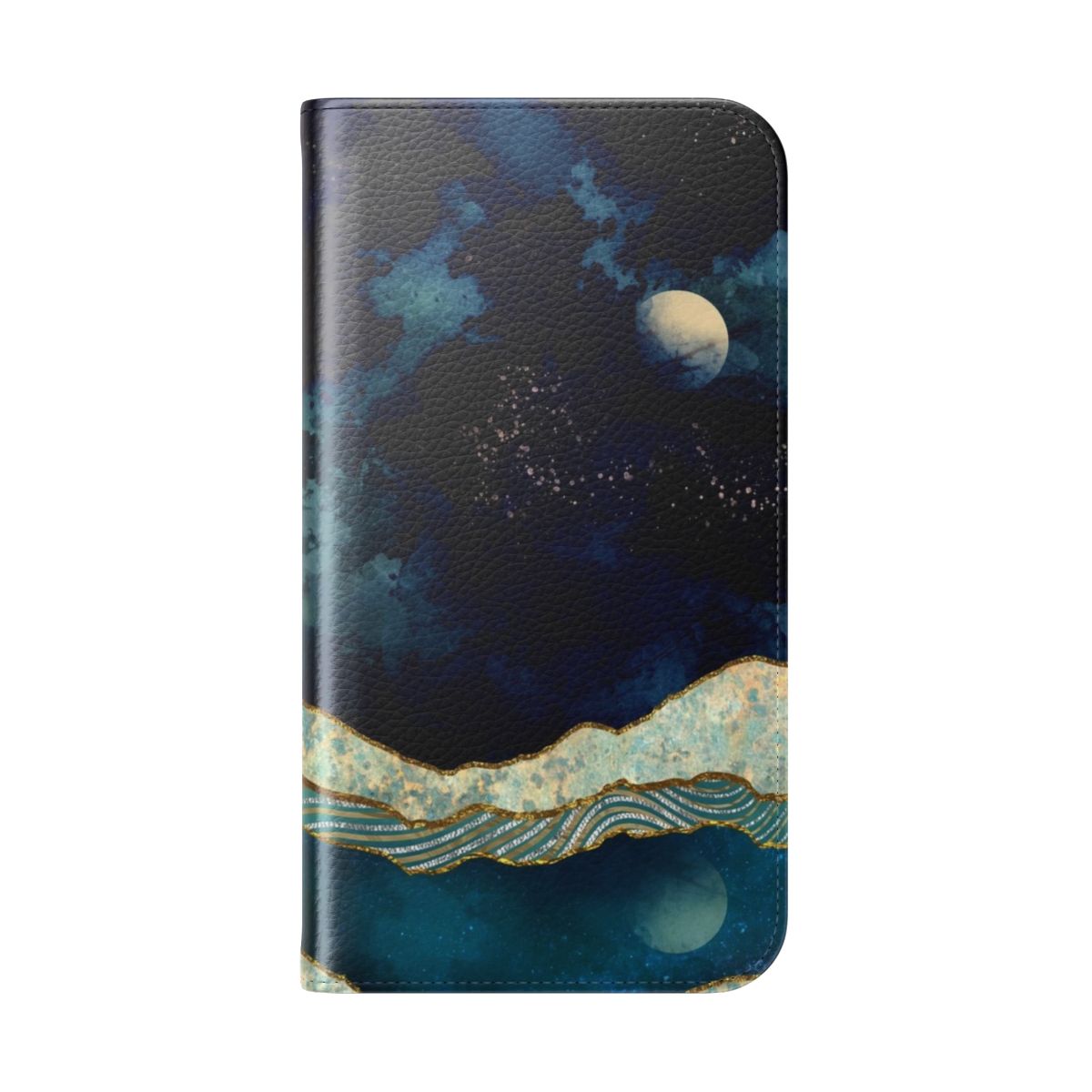 Indigo sky and landscape inspired flip cover phone case - Folded Back