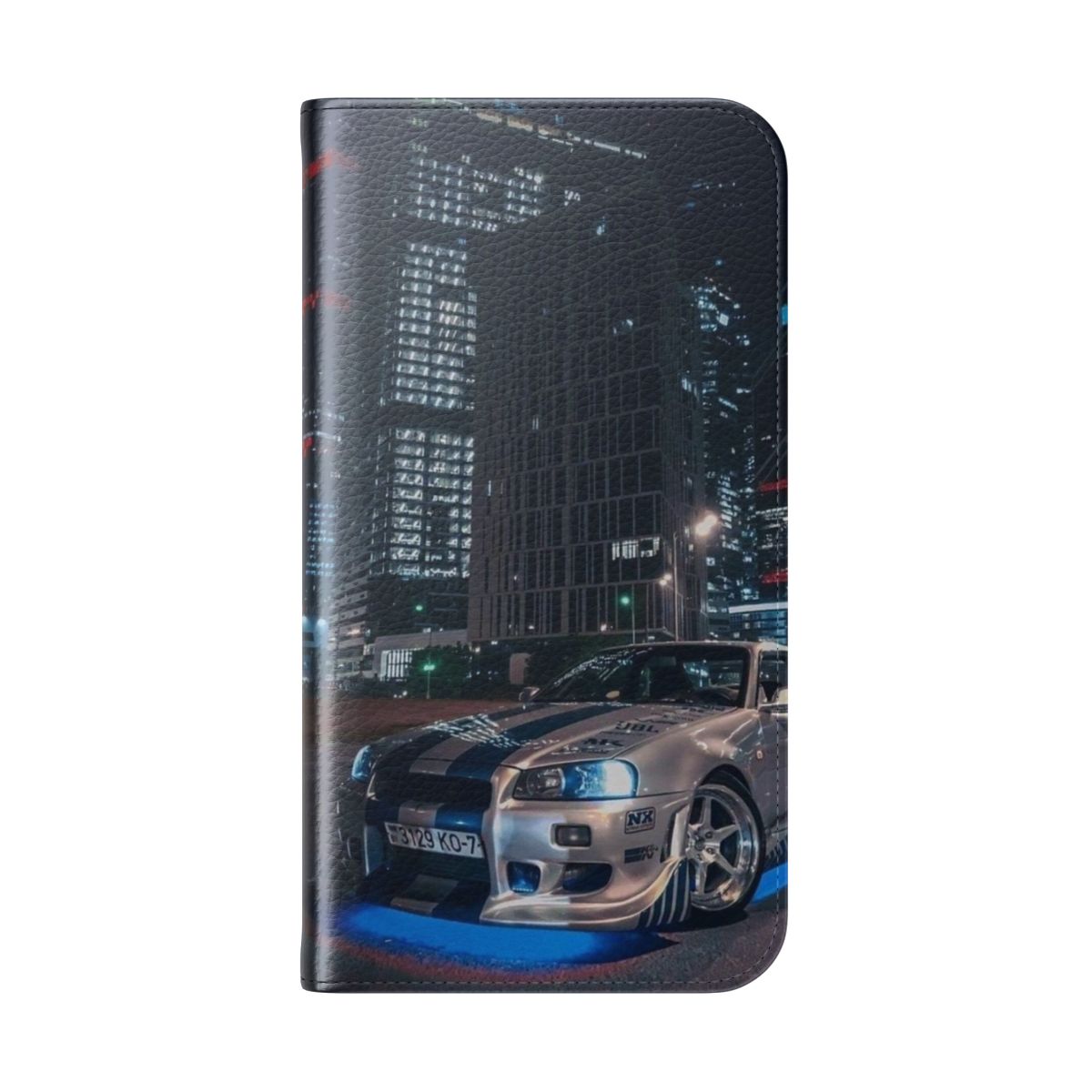 Vibrant car illustration phone case with Nissan Skyline design - Folded Back