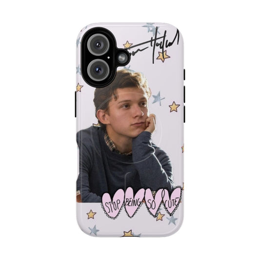 Magnetic phone case with Tom Holland inspired design