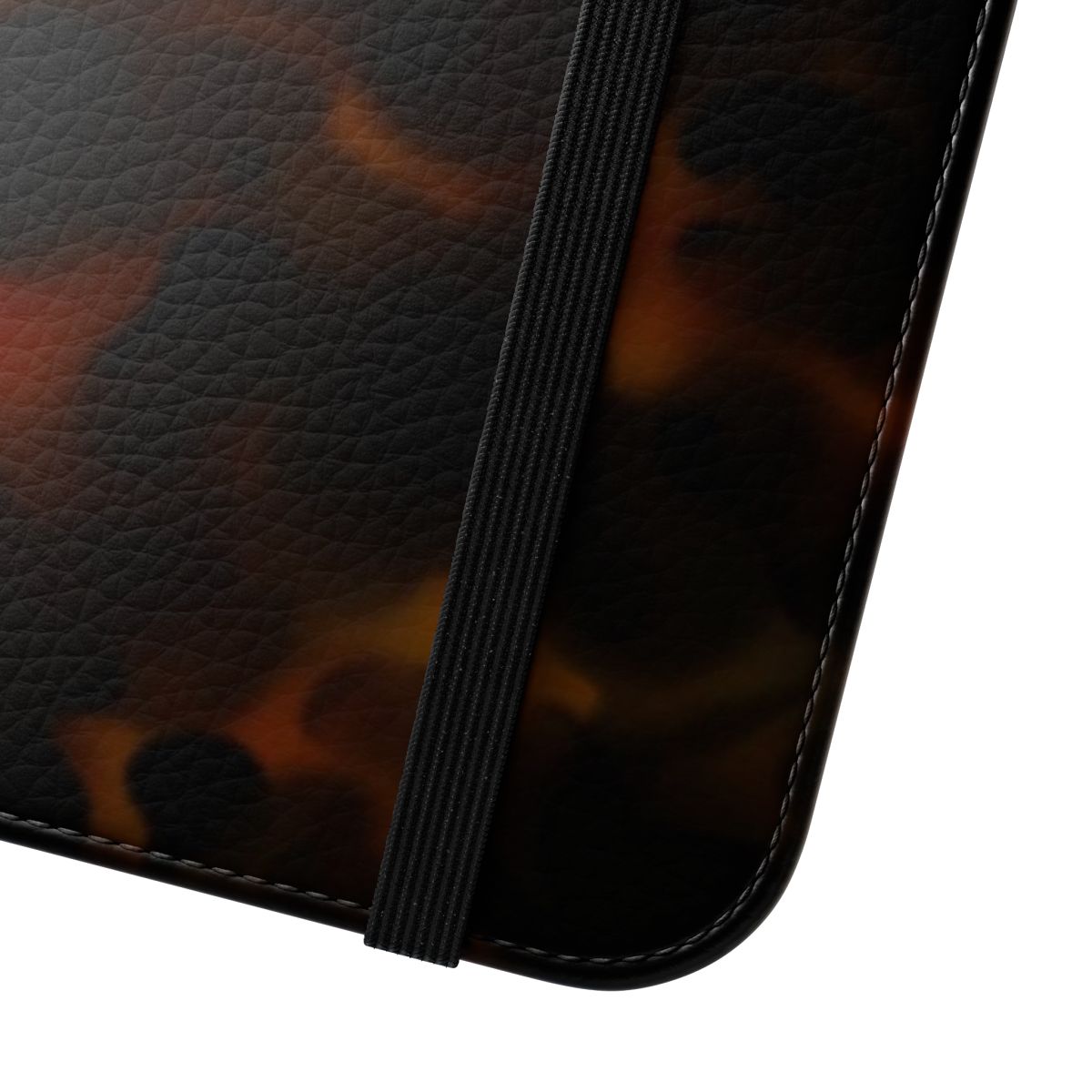 Tortoise shell patterned dark red flip cover phone case - Close Up