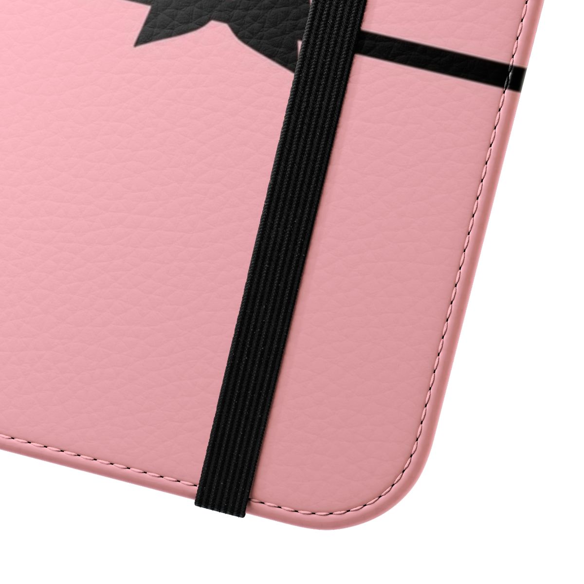 Abstract graphic design phone case in pink and black colors with a bow - Close Up