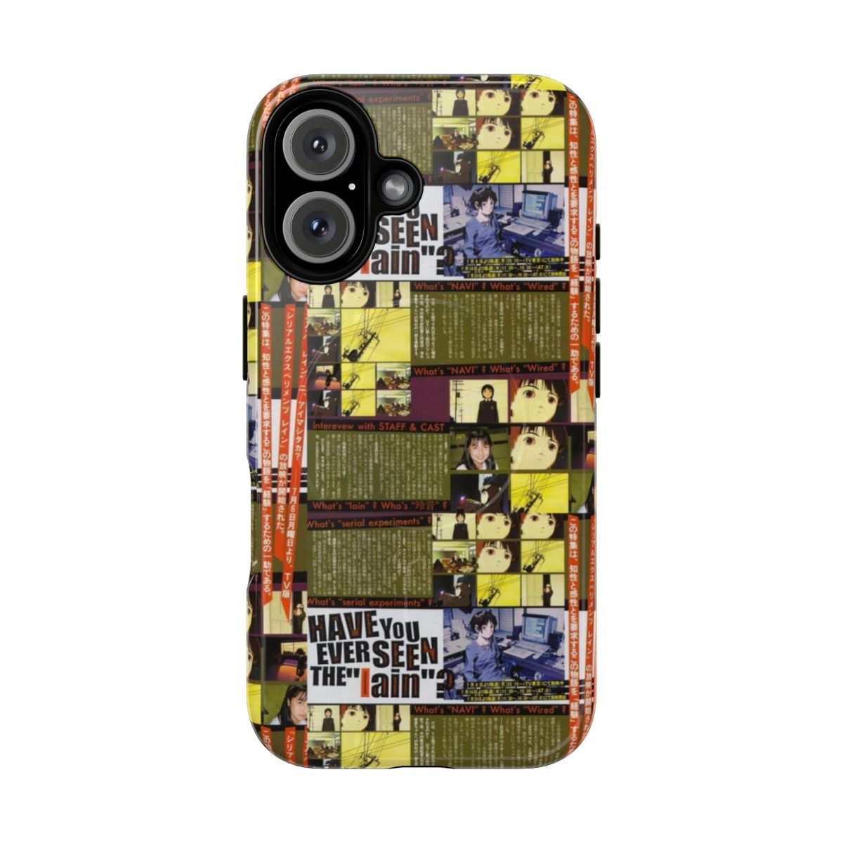 Lain Iwakura abstract collage design on a magnetic tough phone case