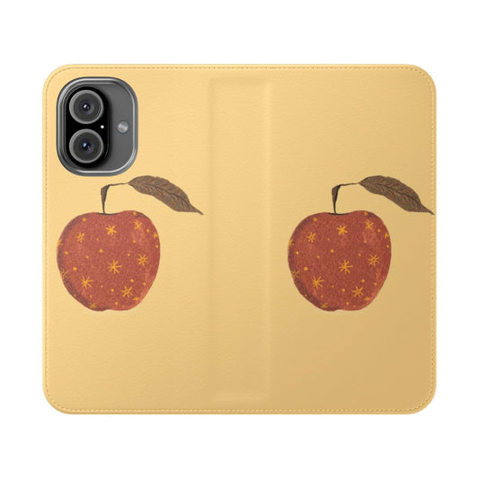 Manzana-inspired flip cover phone case with a whimsical design