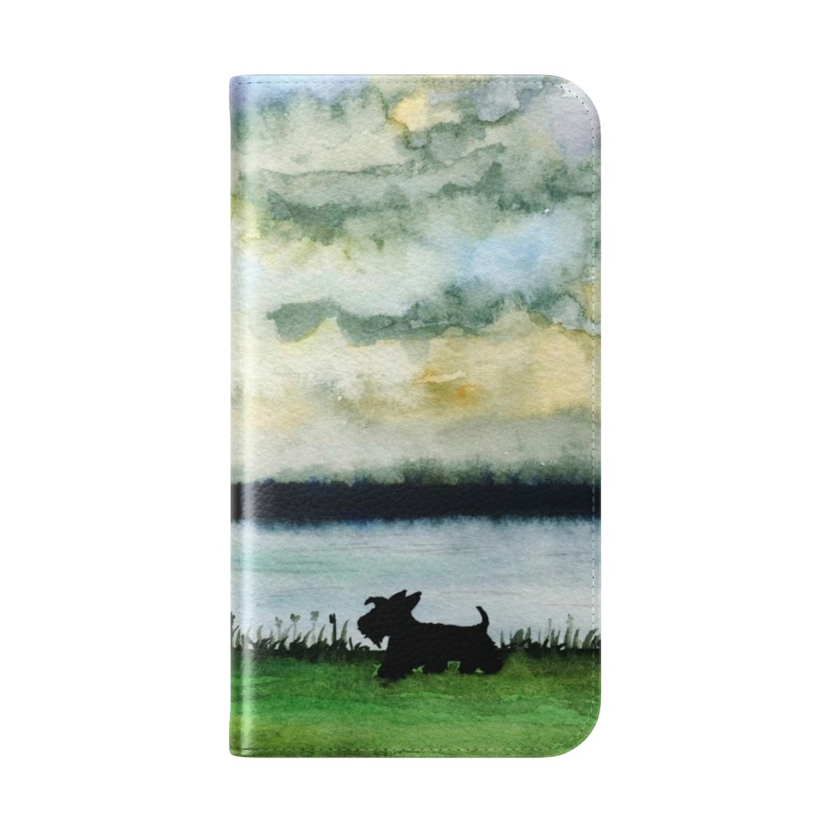 Scottie dog phone case with a cute, artistic design - Folded Back