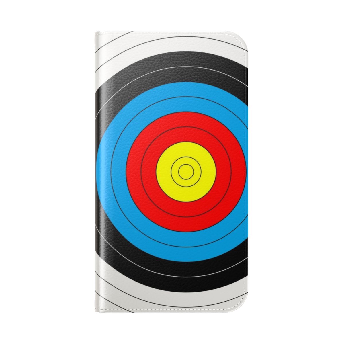 Archery target-themed phone case with flip cover design - Folded Back